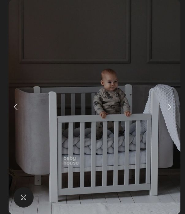 Patut lemn masiv Nancy gri 0-6 ani+saltea Cocos Aloe Vera - neutilizat