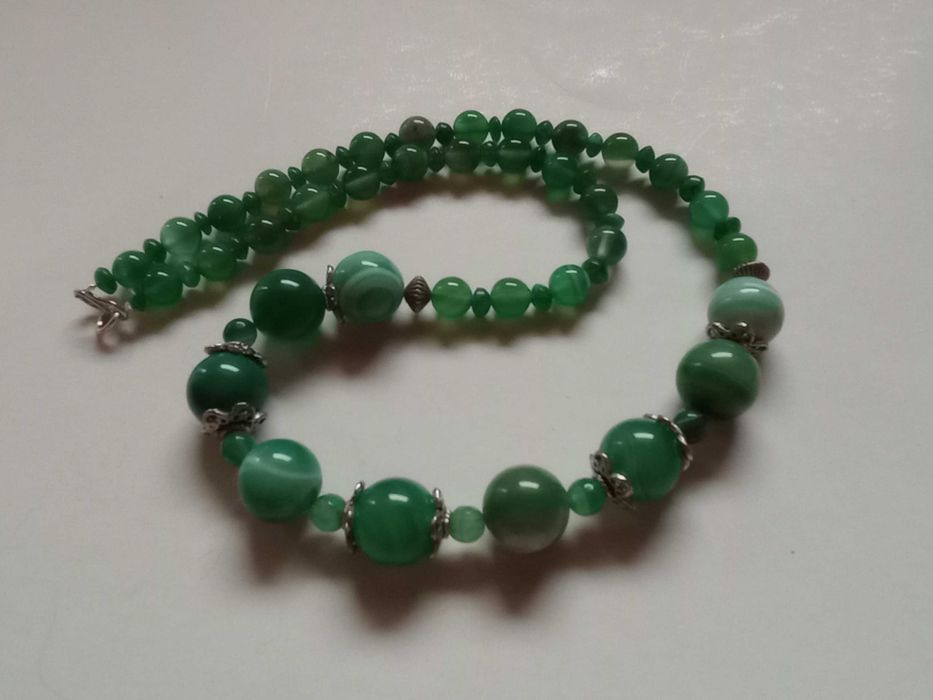 colier agate verzi striate,clasic,elegant