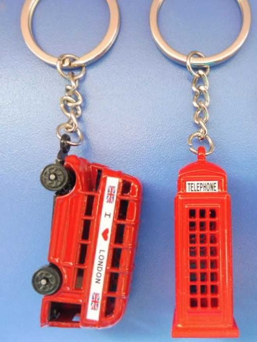 Ключодържатели 3D, метални, червен автобус, телефонна кабина, Лондон