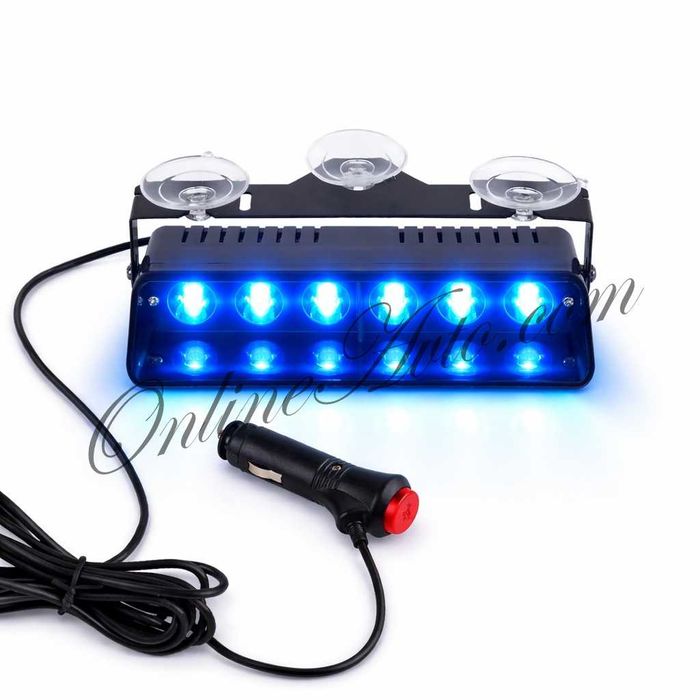 Мощен Полицейски LED сигнален блиц за табло!!син/червен и син/син 6 LED Police Ambulance