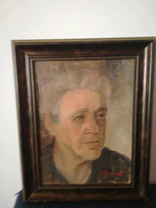 Portret de femeie, semnat T. Romanati, ulei pe carton 25x33 cm