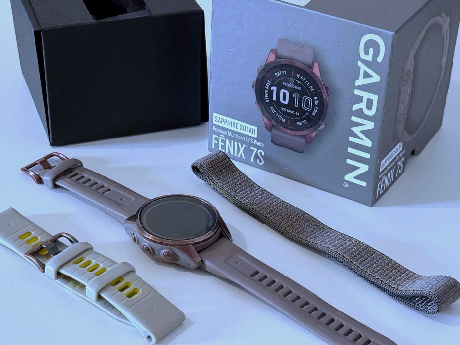 Бартер! Garmin Fenix 7S Sapphire Solar / Dark Bronze Titanium Shale Gray (Сиво-Кафяв)