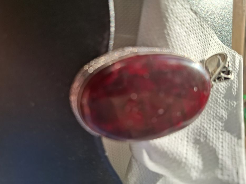 Pandant labradorit montat in argint filigran 5 cm