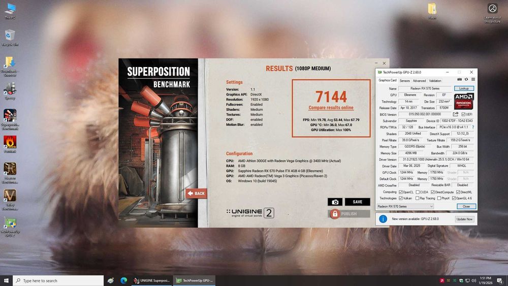 Placa video gaming Sapphire  RX 570 cu 4 GB model ITX