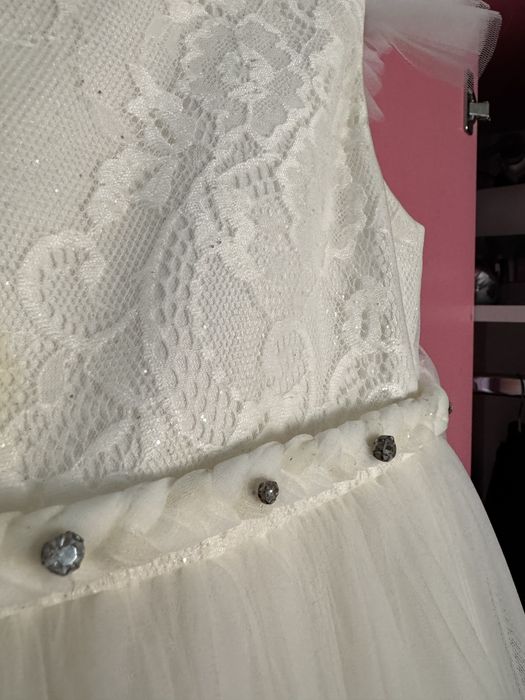 Белая вечерная платья для девочек 6-8 лет.