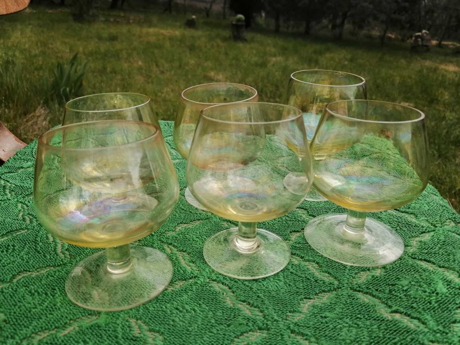 Посребрени чаши за вино, чаши за бренди, керамика, бяло вино