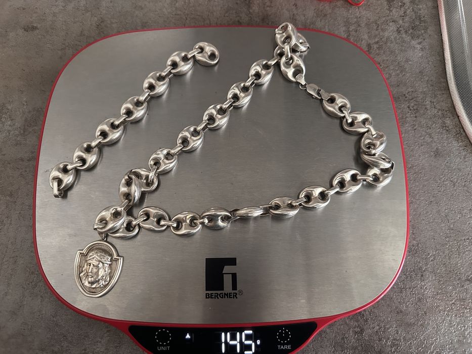 Lant gros de argint cu medalion