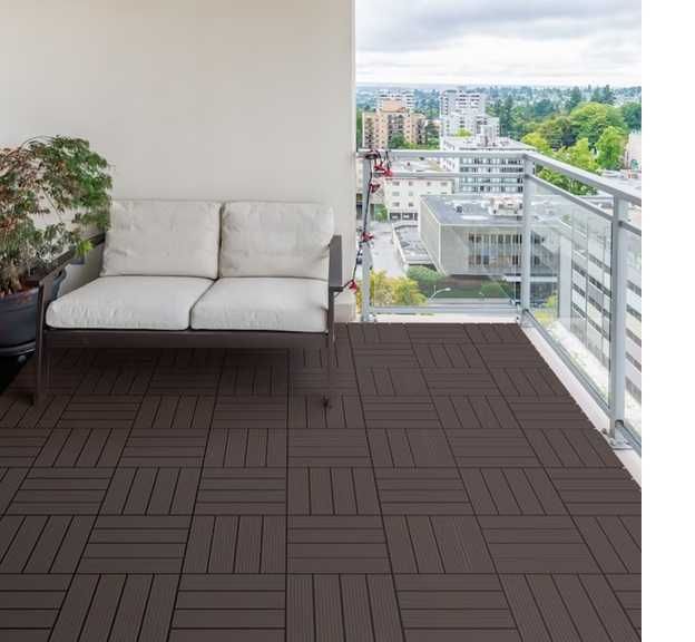 Декинг плочи WPC кафяви 30х30х2.2см