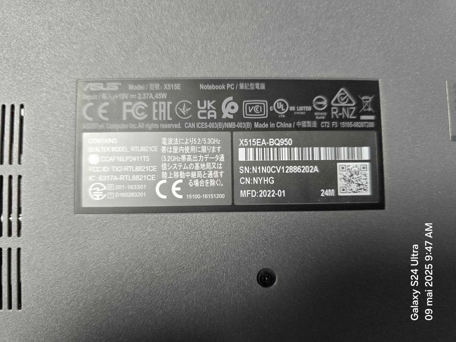 Laptop ASUS Notebook X515EA-BQ950 - 8GB RAM, 256GB SSD