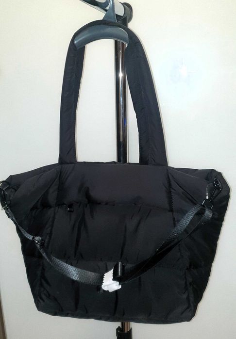 Geantă shopper matlasată, mare, cu curea detașabilă , Noua , Eticheta