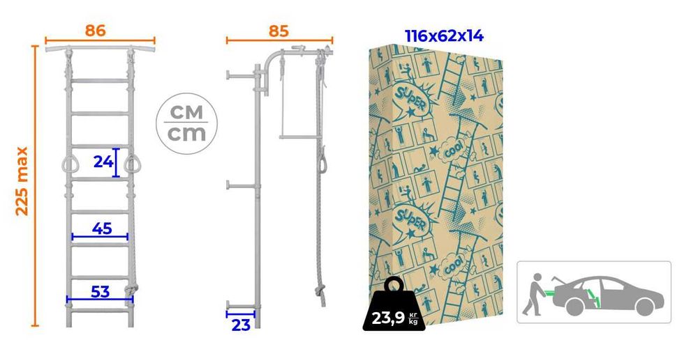 Шведска стена Топ качество TUV до 200 кг с аксесоари