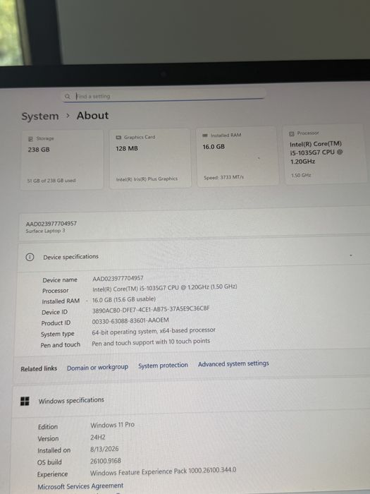 Vand !! urgent !! laptop Microsoft cu touch screen i5 gen 10th