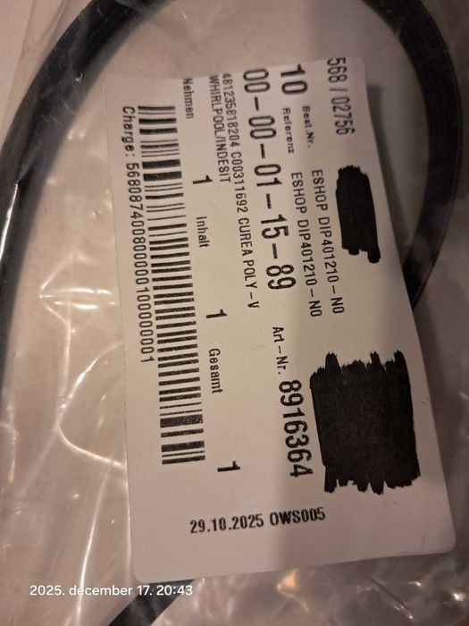 Curea poly-v Indesit 481235818204