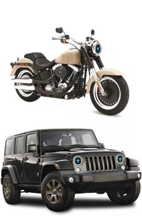 Комплект LED фарове 7" (18 см) – къси/дълги, DRL,мигач и RGB подсветка