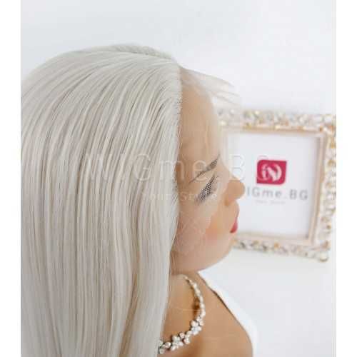 Дълга чуплива руса лейс фронт перука Челси