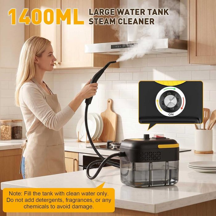 Aparat de curățat cu abur portabil 1500 W, aparat de curățat cu abur manual  rezervor de apă de 1,7 l, 110 °C