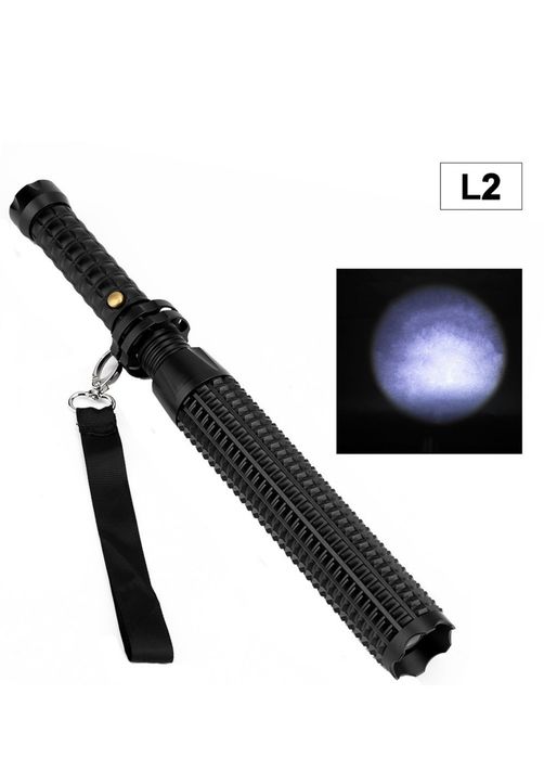 Baston Telescopic Police cu Lanterna LED Fabricat din Metal Premium și aliaj aluminiu 45 cm deschis / 34 cm inchis
