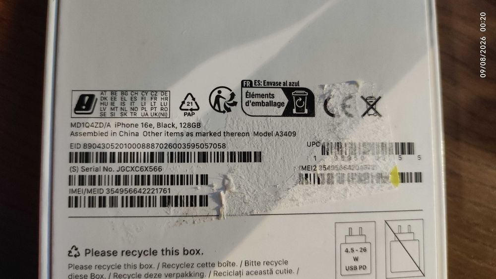 НОВ Apple iPhone 16e 128GB Black – Фабрично запечатан (Неразпечатван)