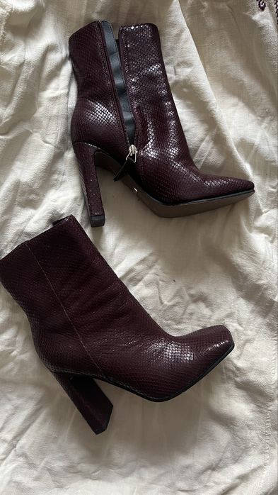 Botine de piele naturala burgundy