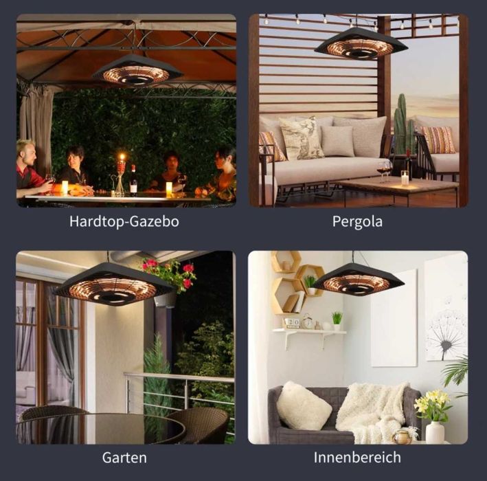 Таванен нагревател с  5 режима  с дистанционно ,LED светлина . Черен