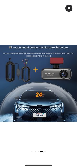 Camera auto dubla 4K + 1080p HD, Premium, unghi de filmare 170 + 140
