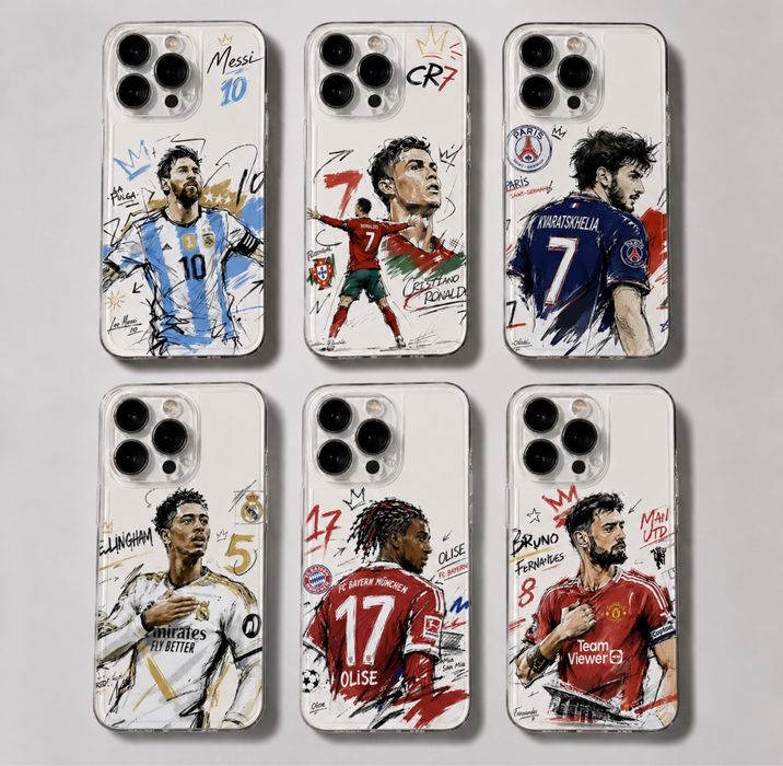 Чехол на iPhone с футболистами Messi Ronaldo Bellingham CR7