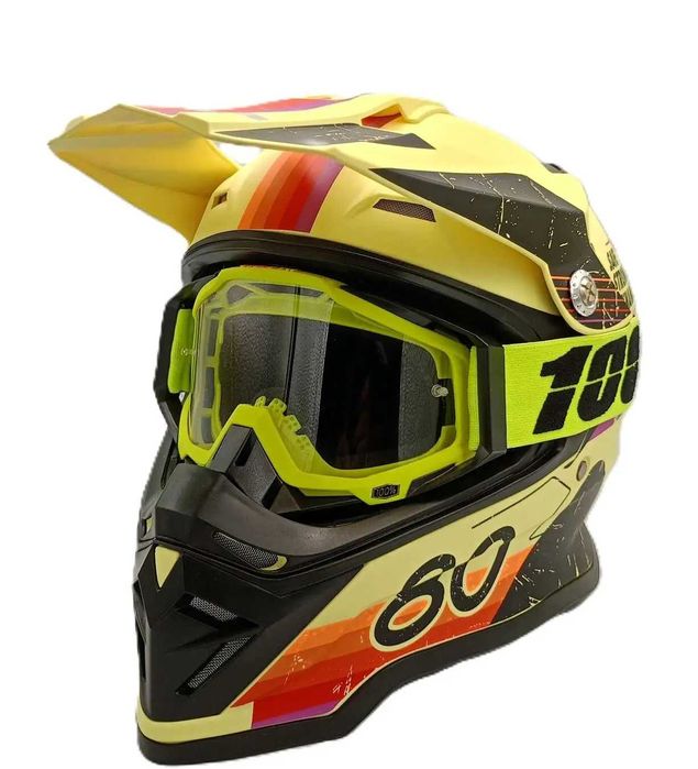 Комплект детско юношеска кросова каска и очила 100%