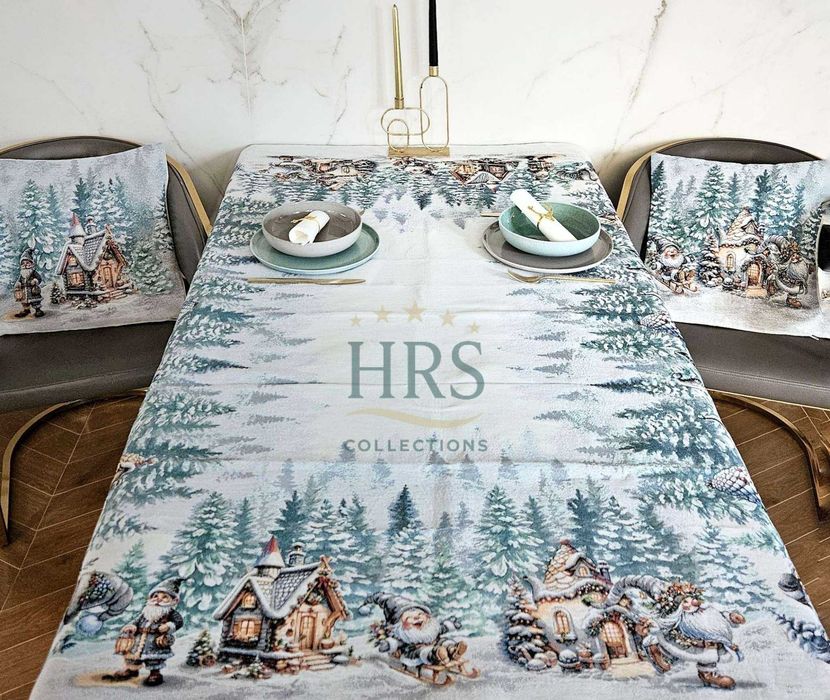 Коледни испански жакардови покривки, тишлайфери, калъфки възглавници