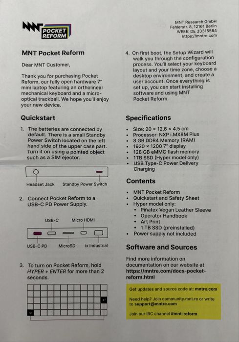 Panel PCs MNT Pocket Reform