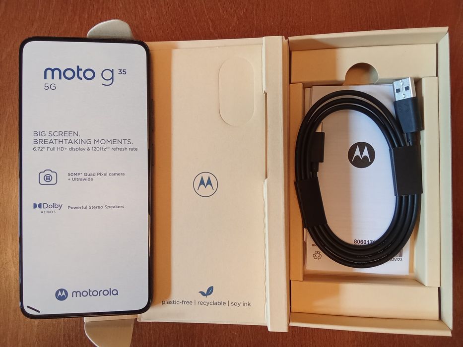 Чисто нов MOTOROLA G35 . Никога не е поставяна карта,разпечатан за сни
