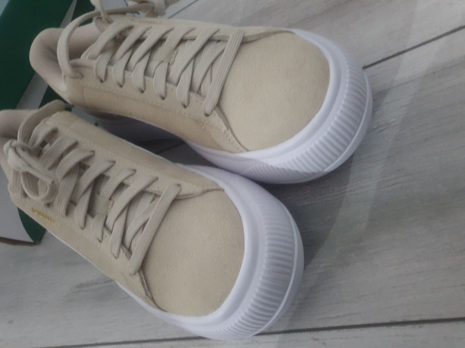 Adidasi puma cu cutie noi bej piele intoarsa naturala mayu 38 noi