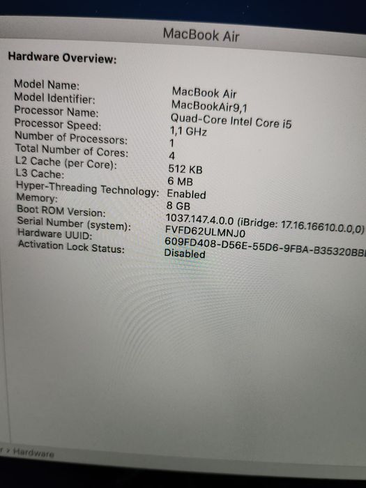NOU! Apple MacBook Air 13 2020, 8 - 256 Gb