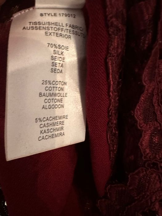 Top brand Weill, bordeaux M matase/bumbac/casmir nou