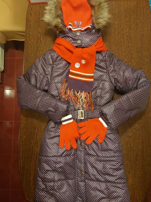 Geaca groasa iarnă/Palton,fis impermeabil,140-146cm/10-12ani, fete-UT