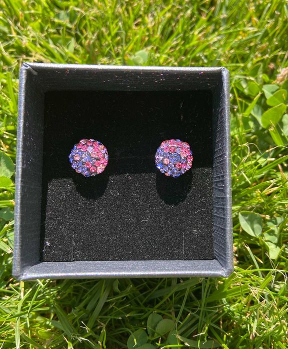 Сребърни обеци с камъни Сваровски ( Swarovski)