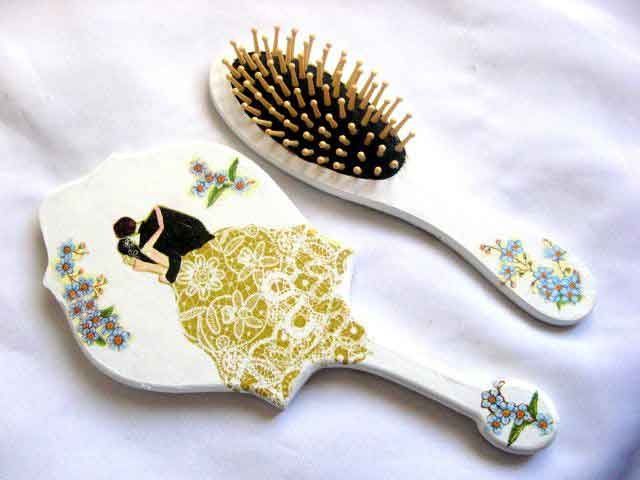 Set perie cu oglinda mireasa