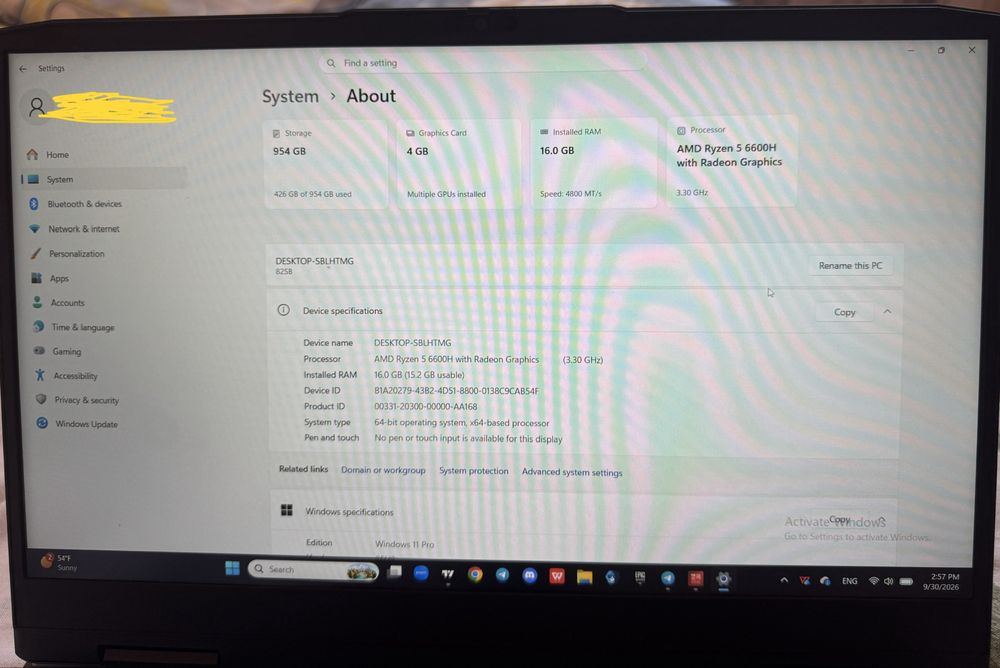 Laptop Lenovo Gaming – Ryzen 5 6600H / RTX 3050 / 16GB RAM / 1TB SSD