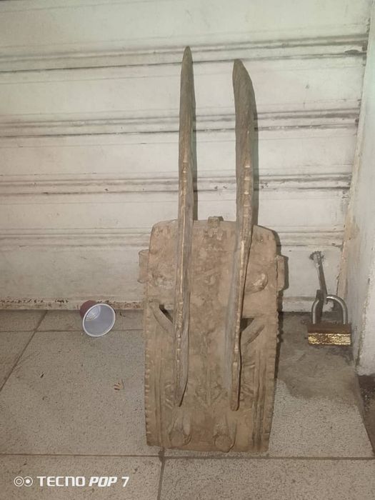 БАУЛЕ Племенна африканска маска , африканско изкуство антикварна стой