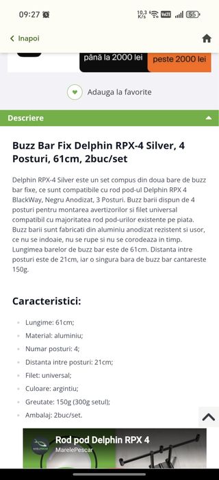 Picioare de Rezerva Long (70-140cm) și Buzz Bar Fix Delphin RPX-4