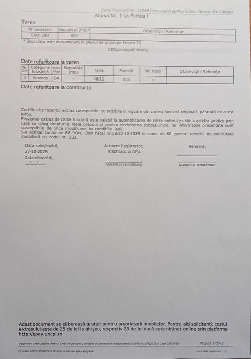 Teren de vanzare in Voiniceni, bun pentru constructii