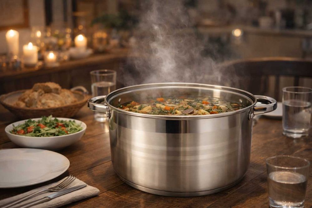Cratita inox 5.8 litri cu capac de sticla pentru gatit zilnic