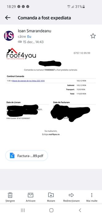 Maner fereastra mansarda