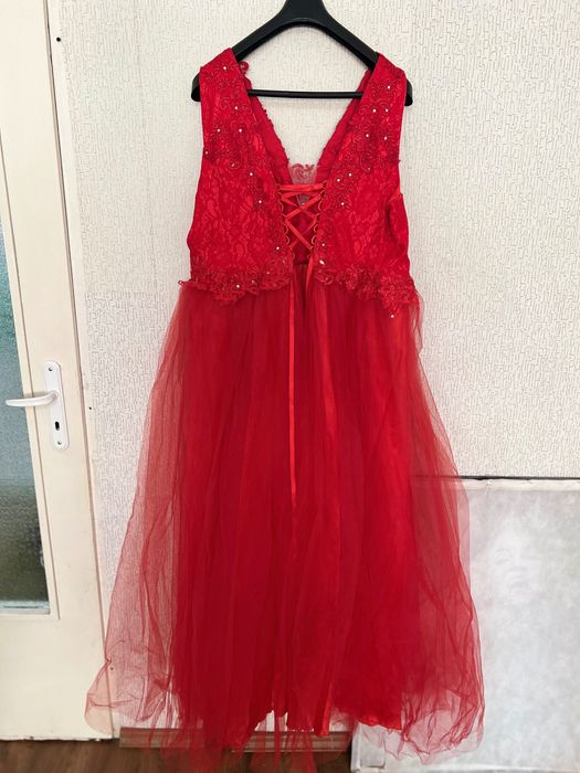 Червена официална рокля XXXL (50) – като нова, обличана 1 път