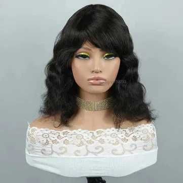 Естествена чуплива перука с бретон