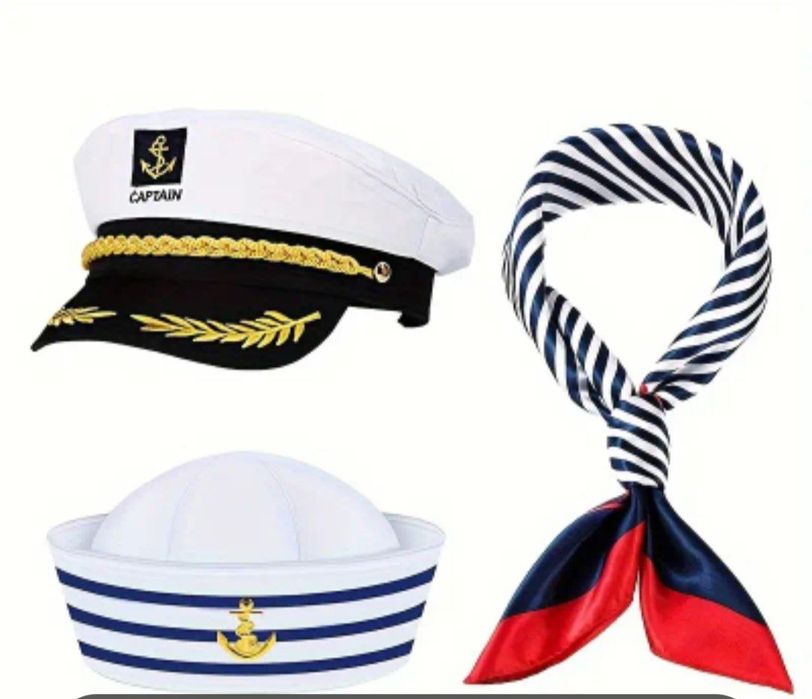 Кепка капитана, шарф, фуражка матроса в наличии