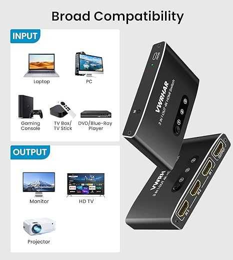 HDMI превключвател 3 в 1 изход 4K UHD
