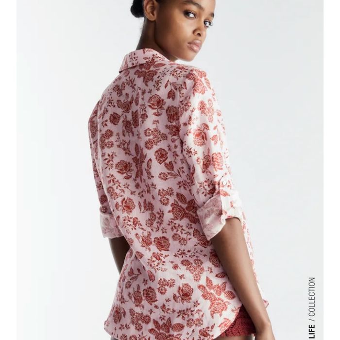 ZARA ленена флорална риза