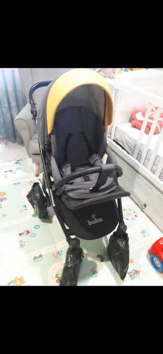 Бебешка количка 3в1 Buba Сиво-Жълта