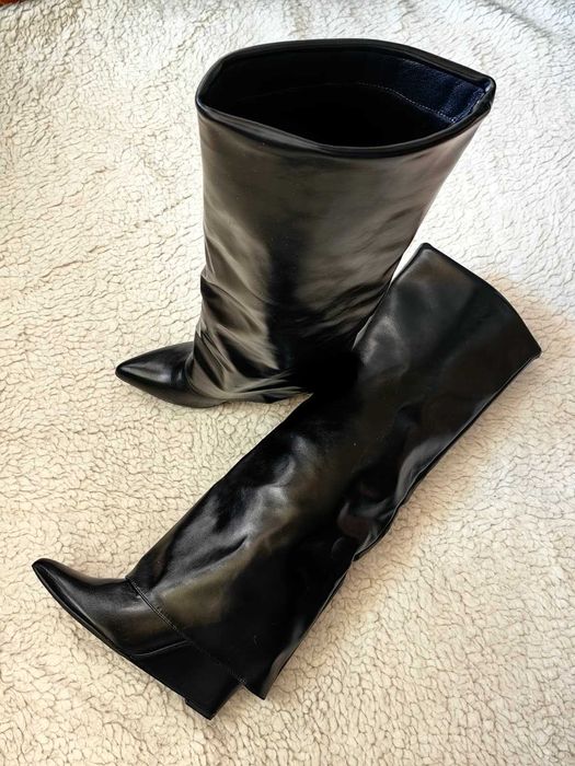 Cizme dublate inalte dama negre piele eco toc platforma peste genunchi