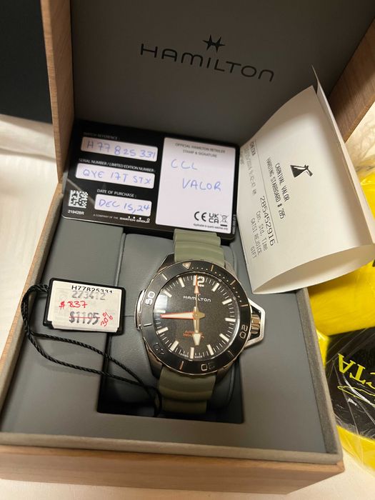 Hamilton Khaki Navy Frogman Auto  H77825331 NOU bon / garantie